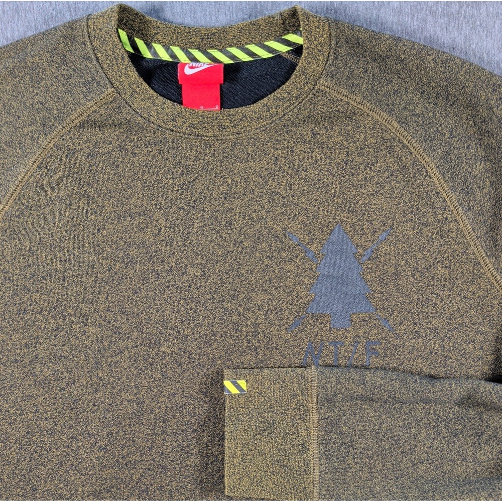 NIKE Sweatshirt Mens Sz L Green Asymmetrical Pullover Crewneck NT/F Track Field